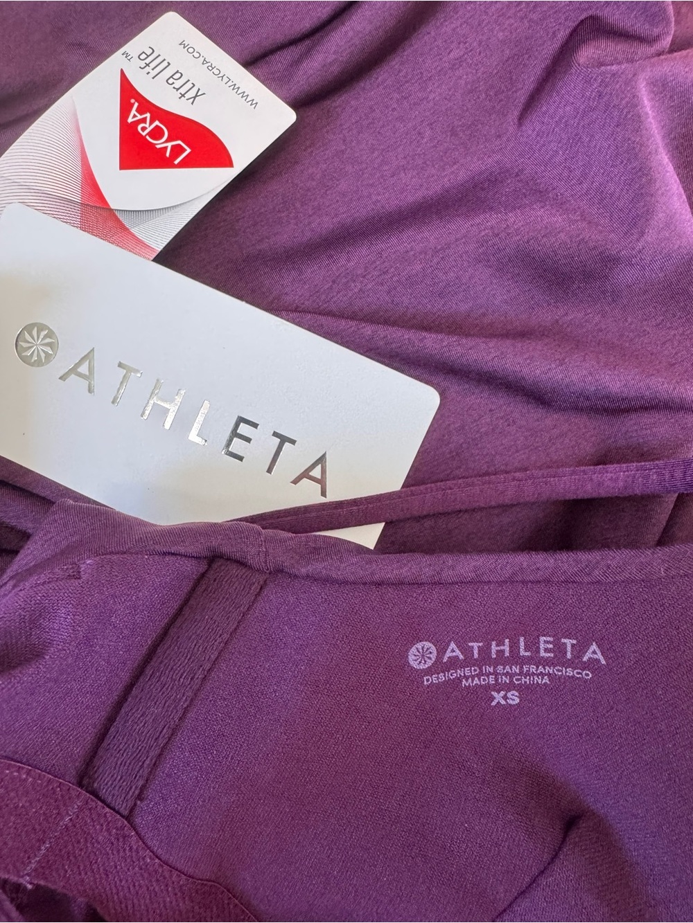 NWT Athleta Aqualuxe Tankini Swim Top XS Purple Strappy V-Neck UPF 50+ - Picture 7 of 7